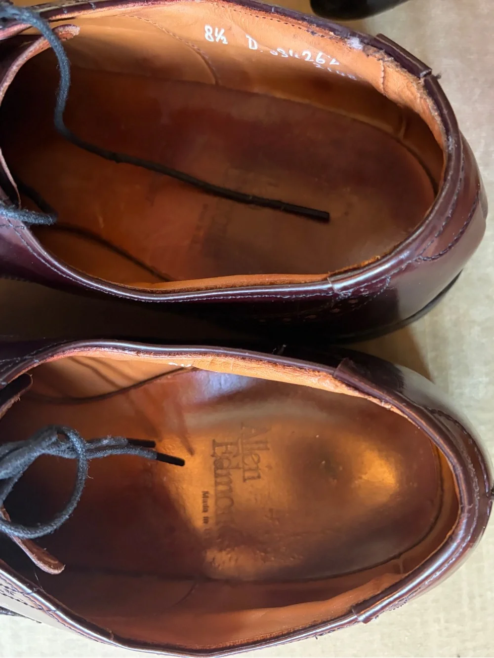 Allen Edmonds Chester Premium Leather Vintage Brogue Wingtip 8.5 D Burgundy Rare